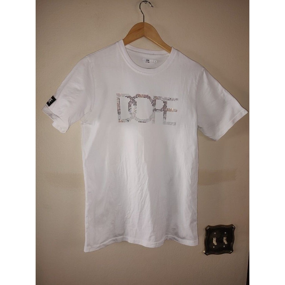 Men's Dope Crystal Logo White 100% Cotton T Shirt Size S See description